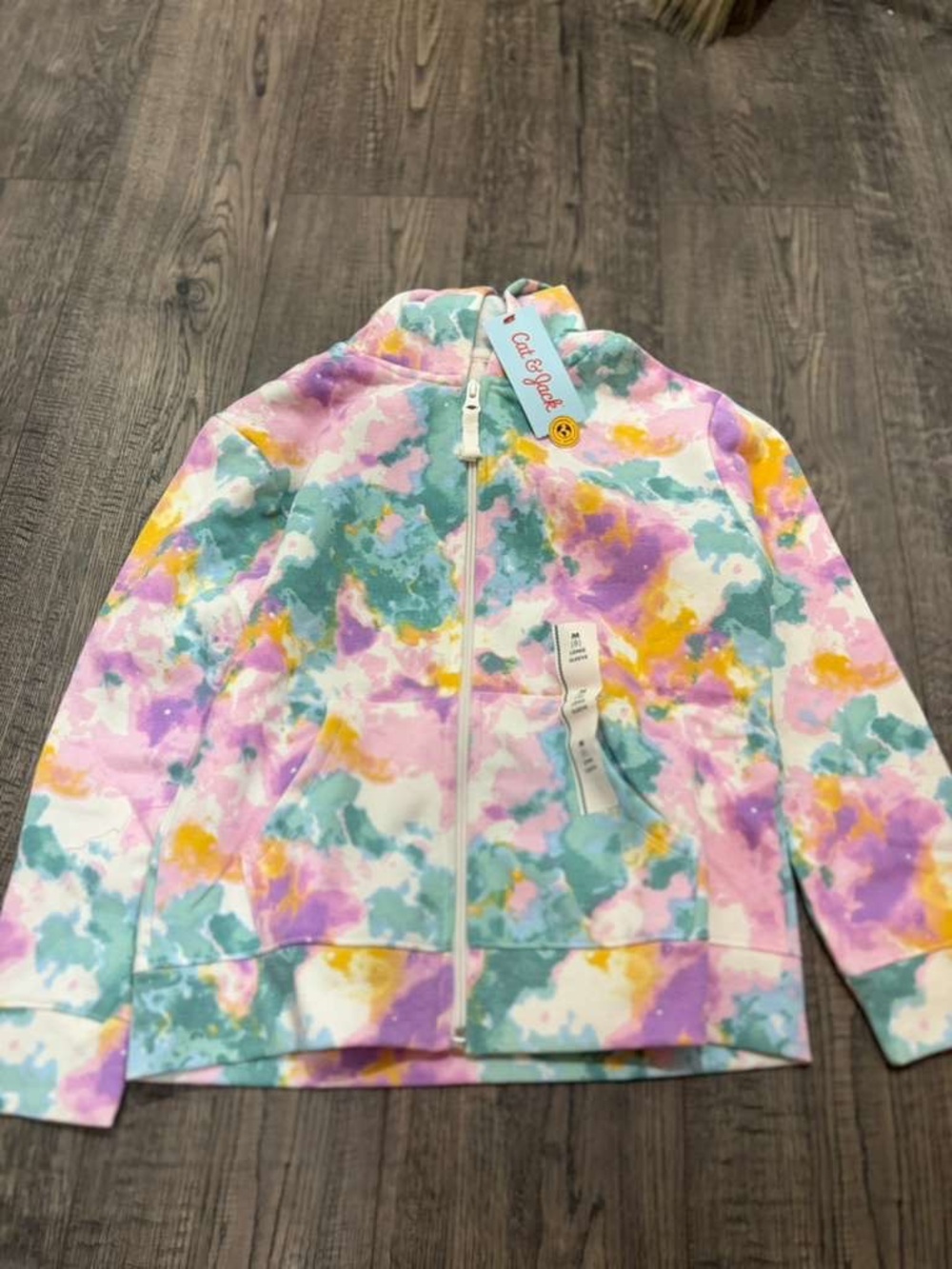 Cat & Jack Pastel Tie-Dye Zip Front Jacket - Pink, Purple, Teal, Yellow
